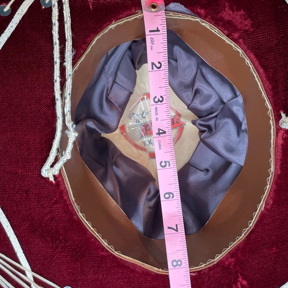 PIGALLE Mariachi Sombrero Maroon Velvet Silver Sequins Adult Large - Picture 12 of 14